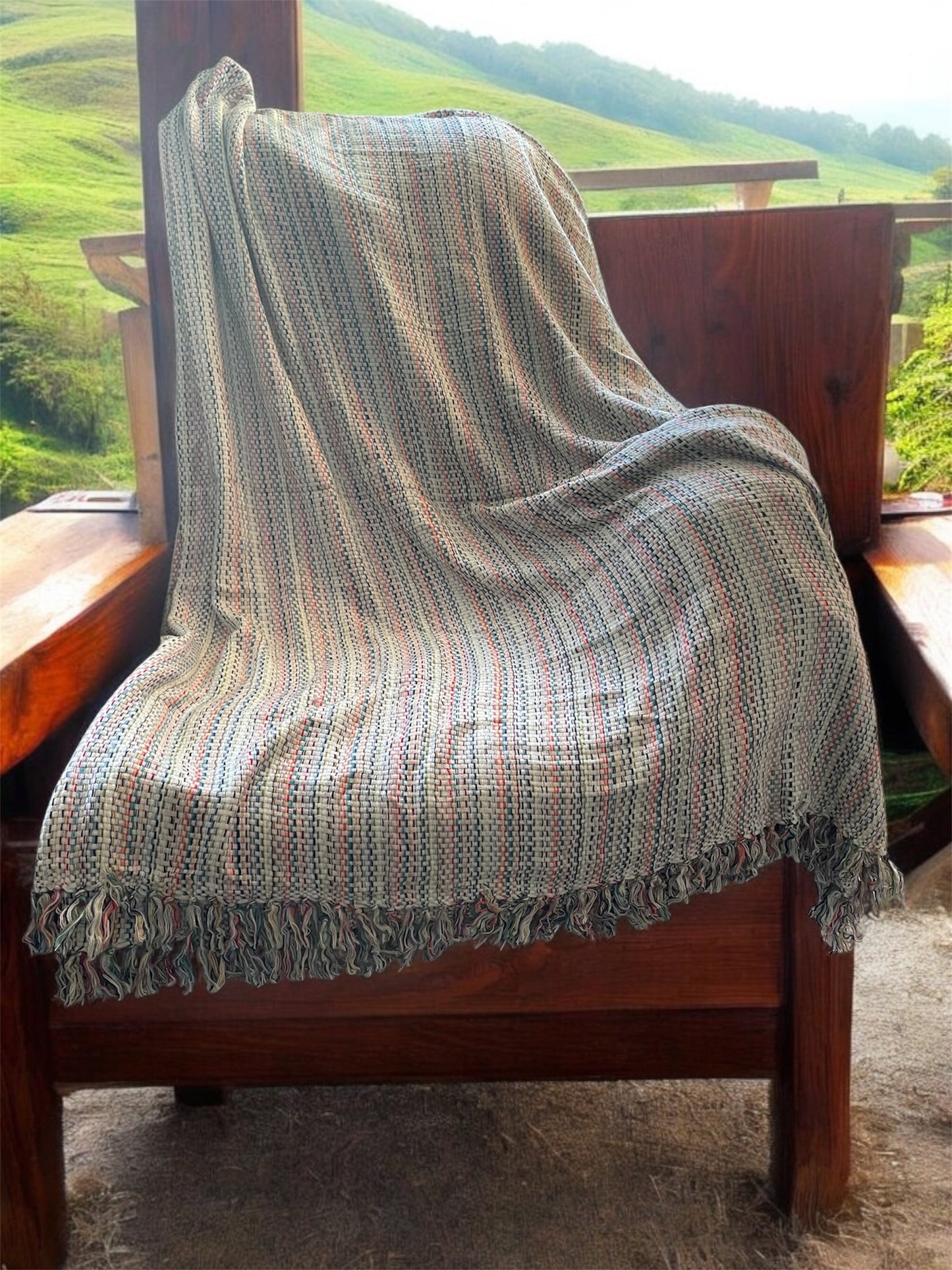 Multicolor cashmere blend throw blanket