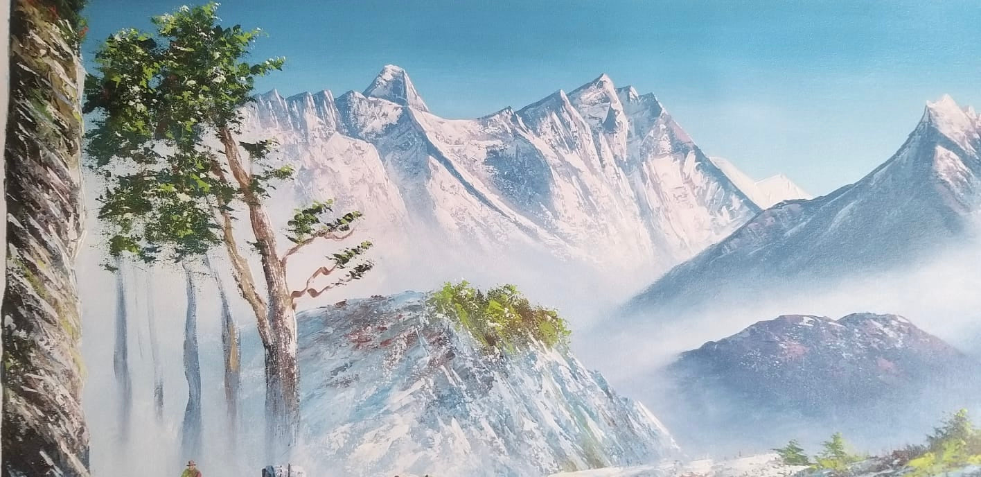 Mount Everest Hand-Painted Himalayan Artwork