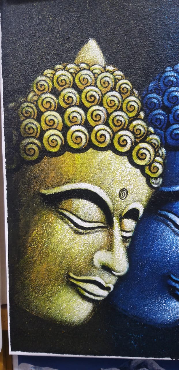 Handmade 5 meditating Buddha painting