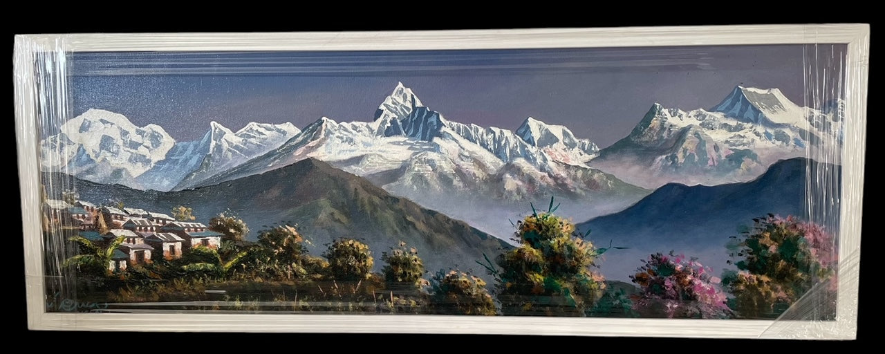 Oil paint of Majestic Annapurna mountain range.