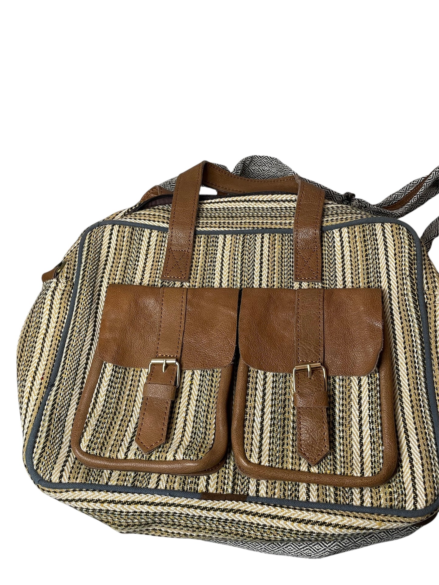 Hemp, leather & cotton laptop bag compact & stylish