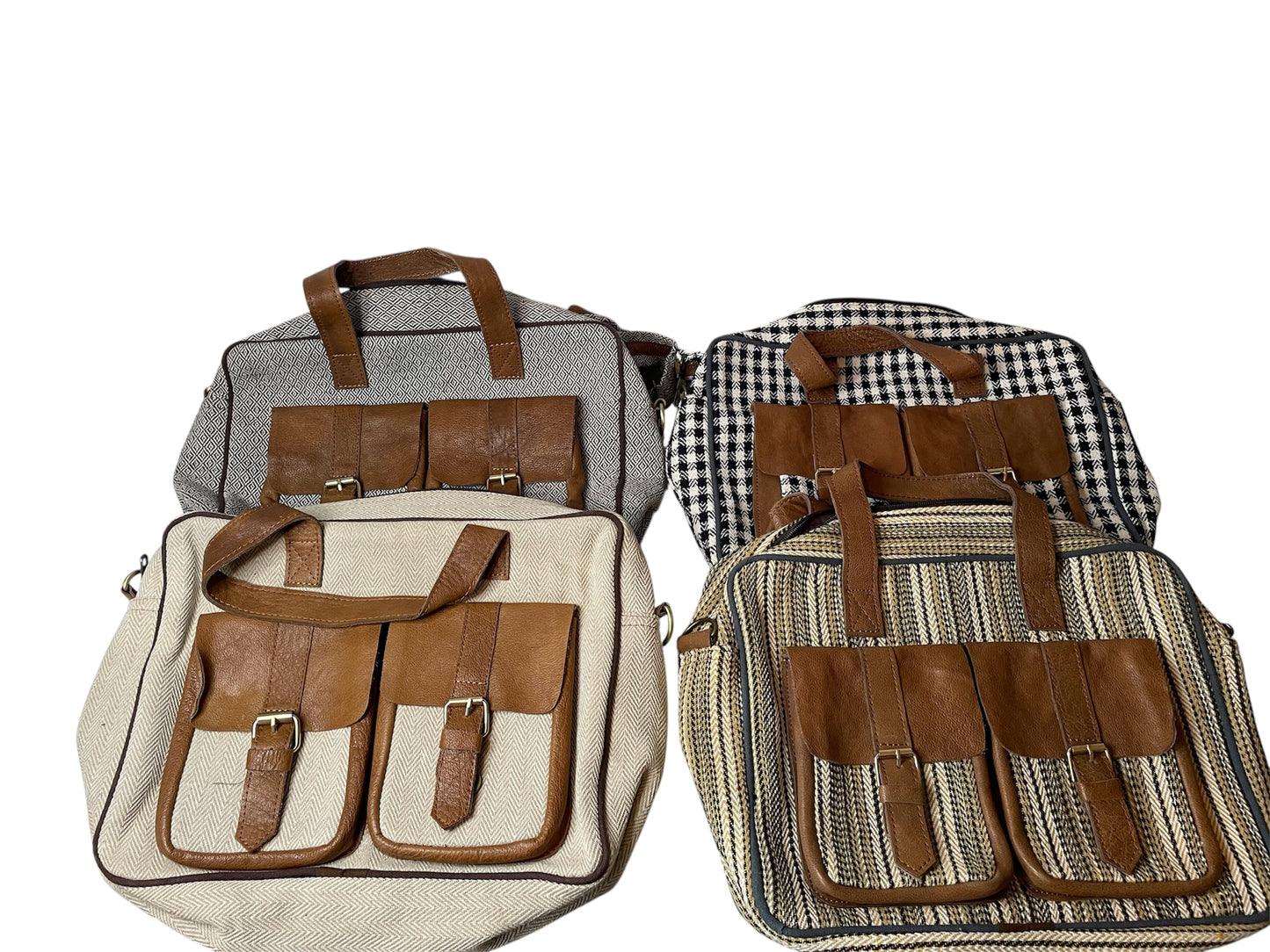 Hemp, leather & cotton laptop bag compact & stylish