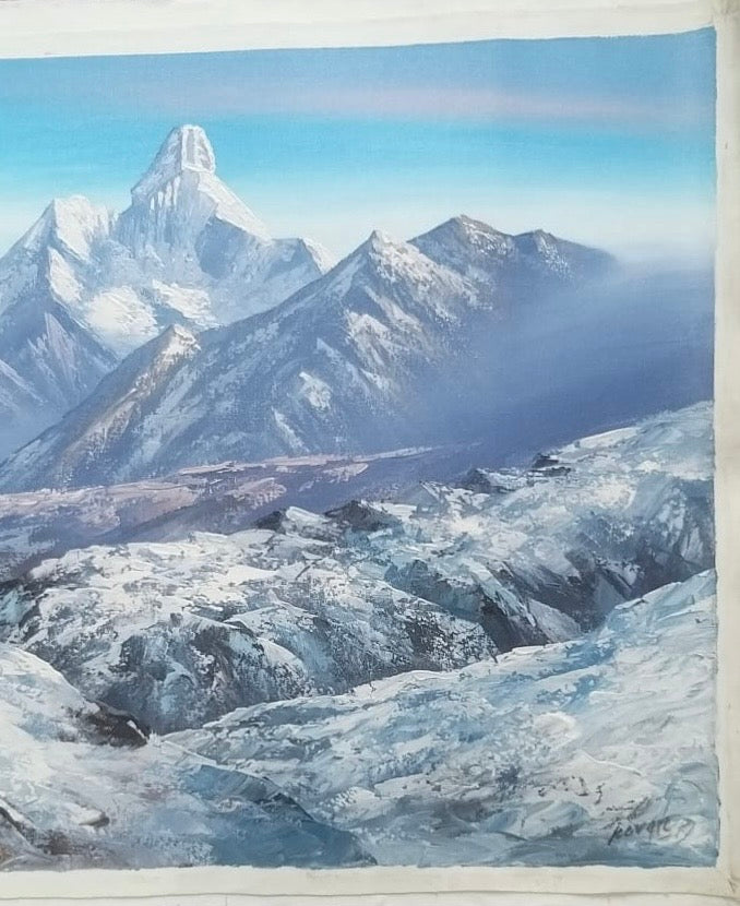 Reach new Hight, hand-painted Mount Everest & Mount Amadablam