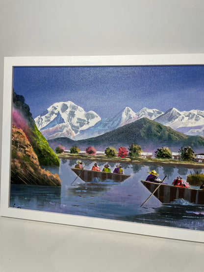 Mount Machhapuchhre With Lakes – Handmade Fishtail Peak original Acrylic Painting