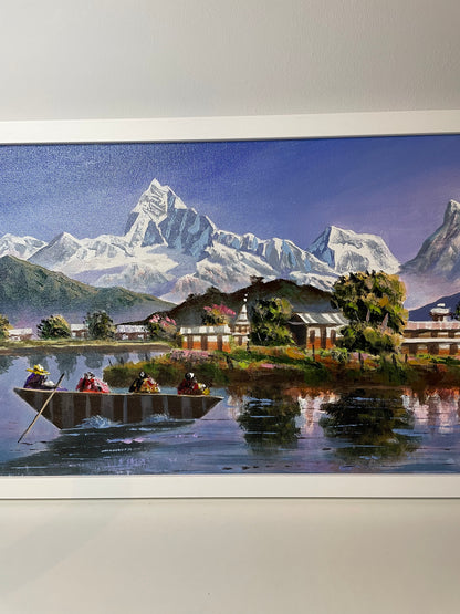 Mount Machhapuchhre With Lakes – Handmade Fishtail Peak original Acrylic Painting