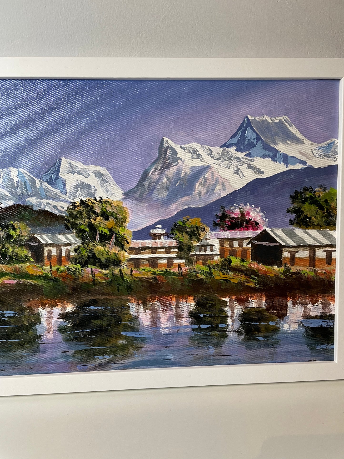 Mount Machhapuchhre With Lakes – Handmade Fishtail Peak original Acrylic Painting