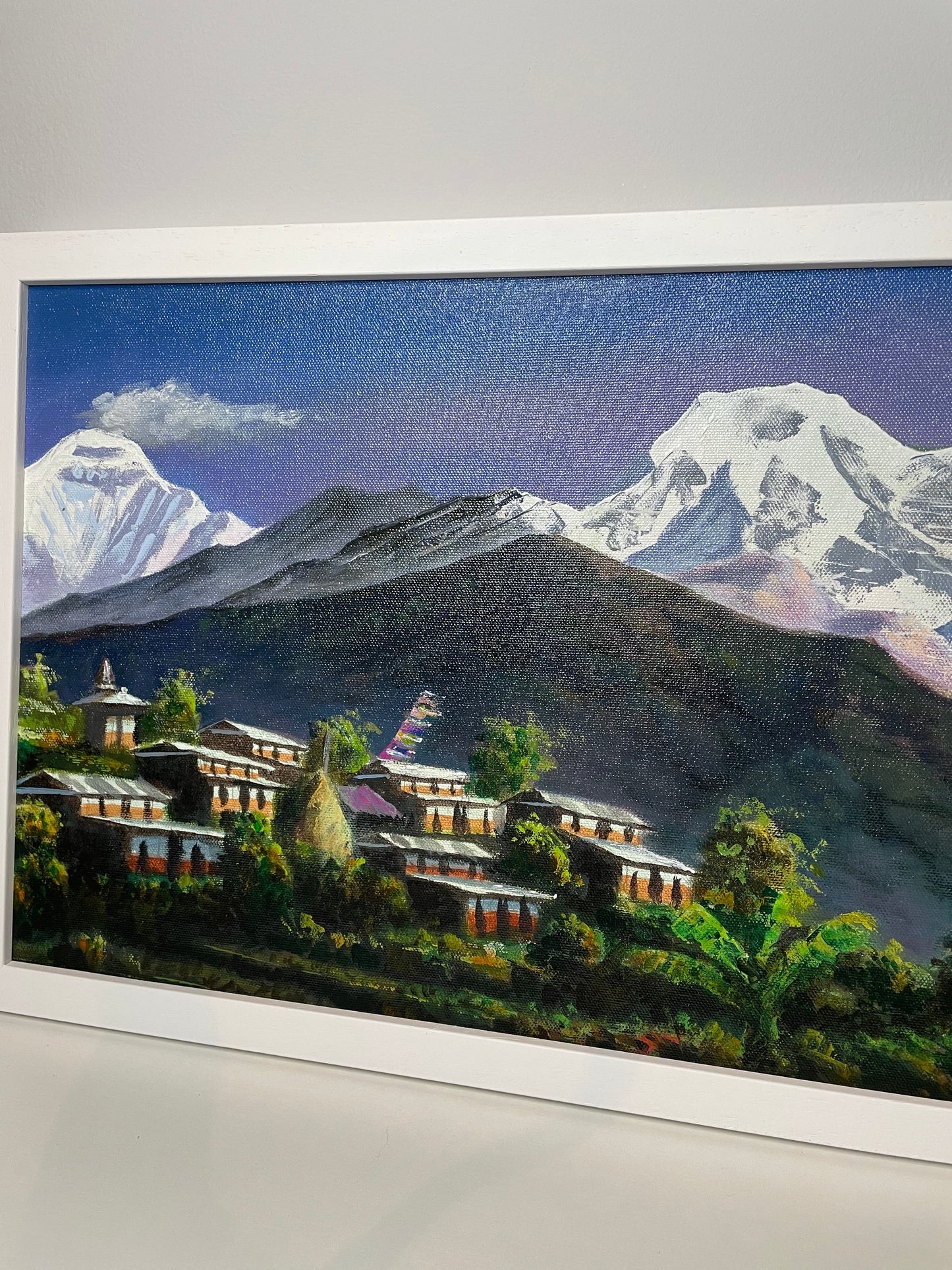 Mount Annapurna Majesty Handmade Acrylic Himalayan Painting.