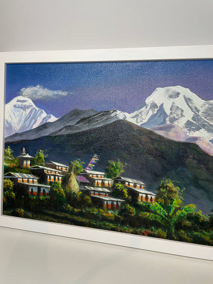 Mount Annapurna Majesty Handmade Acrylic Himalayan Painting.