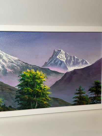Mount Annapurna Majesty Handmade Acrylic Himalayan Painting.