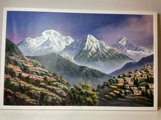Mount Annapurna Grandeur – Large Himalayan Mountain original Acrylic Painting