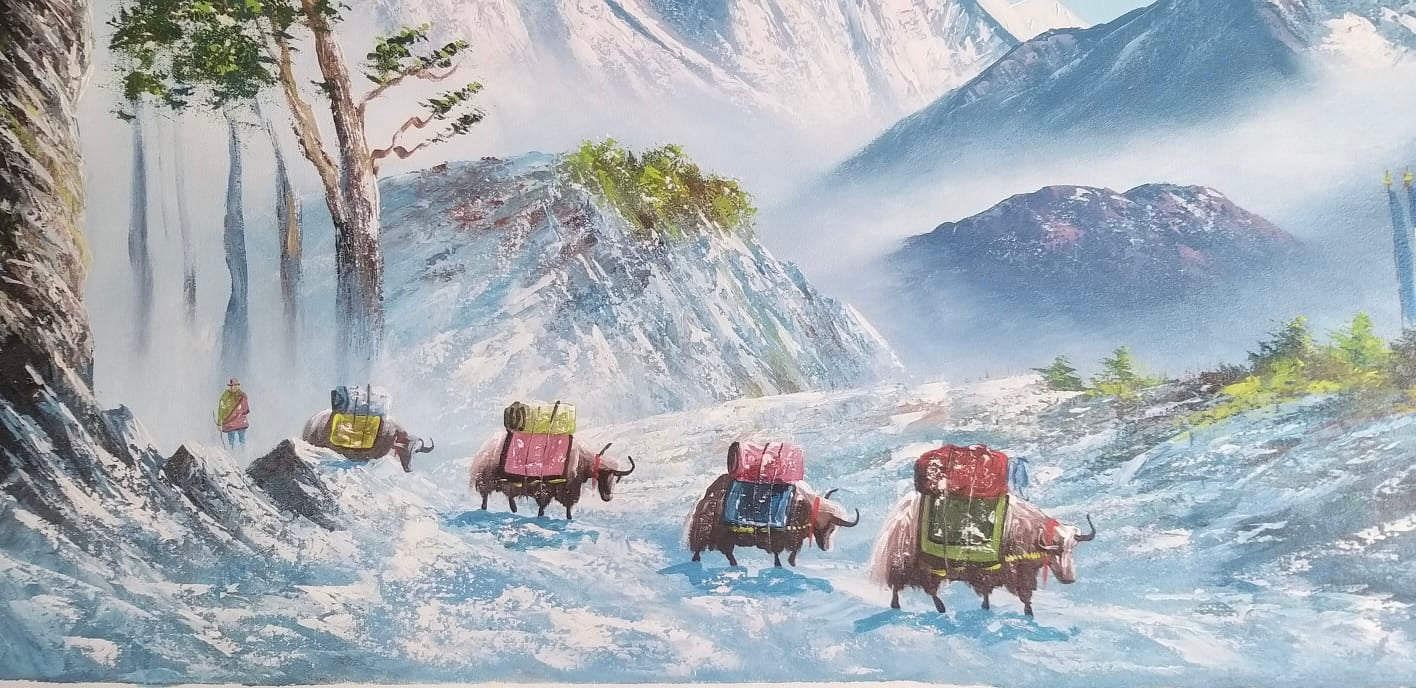 Mount Everest Hand-Painted Himalayan Artwork