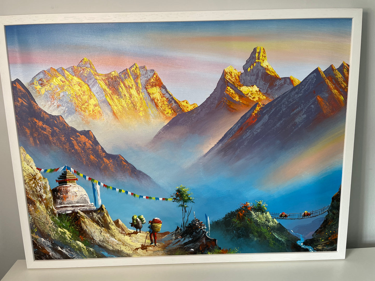 Mount Everest Bold Hand-Painted Himalayan Canvas