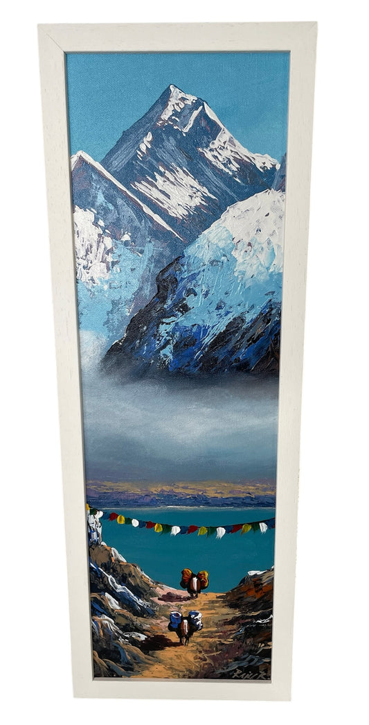 Acrylic hand-painted Mount Everest with Gokyo Lakes