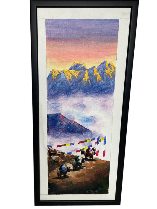 Mountain Painting with Custom Black Frame