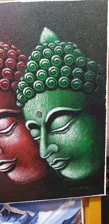 Handmade 5 meditating Buddha painting