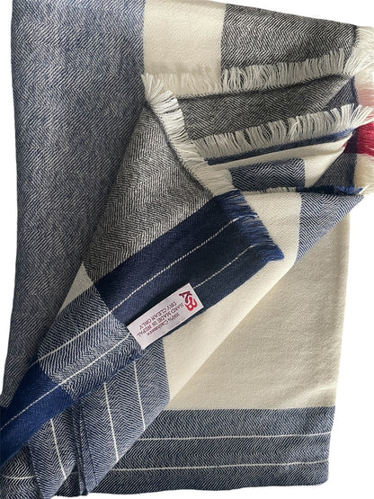 Pure Cashmere Herrinbone Stripe shawl