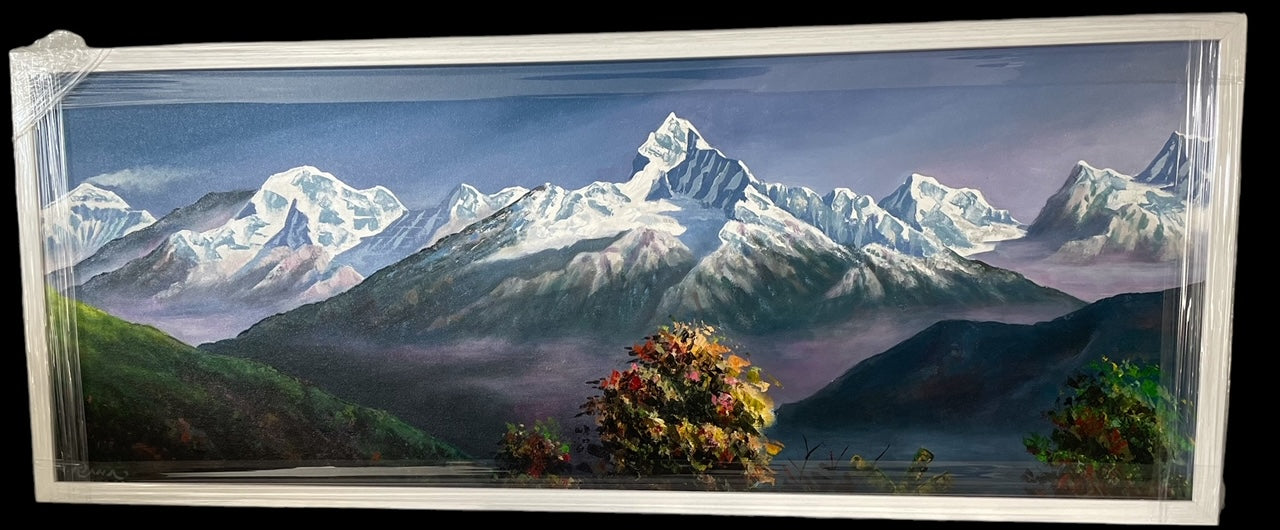 Authentic oil paint of Annapurna Range