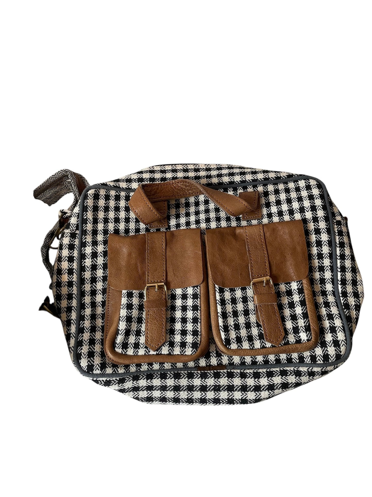 Hemp, leather & cotton laptop bag compact & stylish