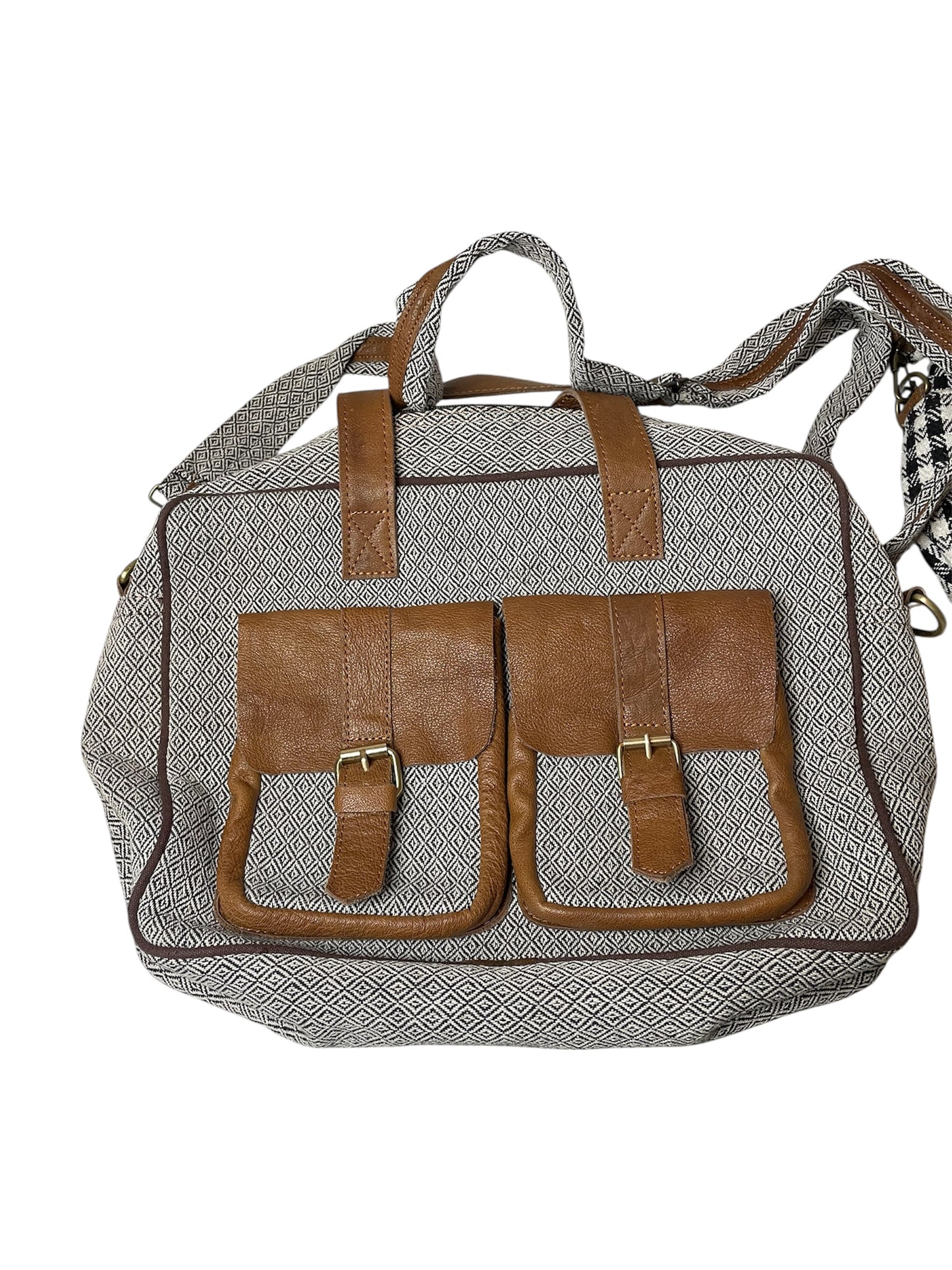 Hemp, leather & cotton laptop bag compact & stylish