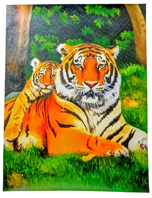 Tiger & Cub, Hand-Painted Wildlife Artwork