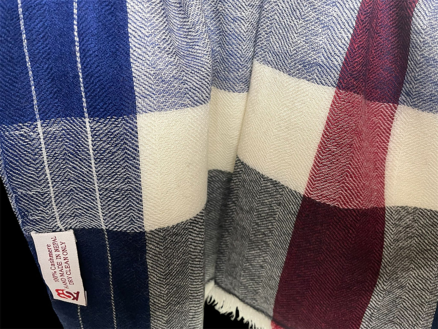 Pure Cashmere Herrinbone Stripe shawl